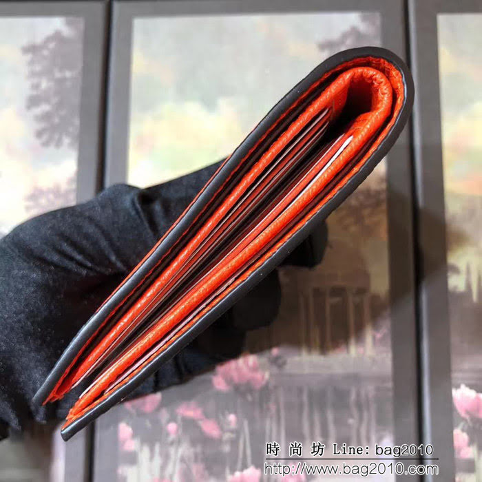 GUCCI古馳 專櫃同步 提花條紋 男士雙折皮夾 408827 橙豬紋皮新帶 WTG1931